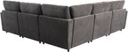 Merax 6-Seater Modern Large U-Shape Sectional Sofa, with Removable Ottomans for Living Room,Gray