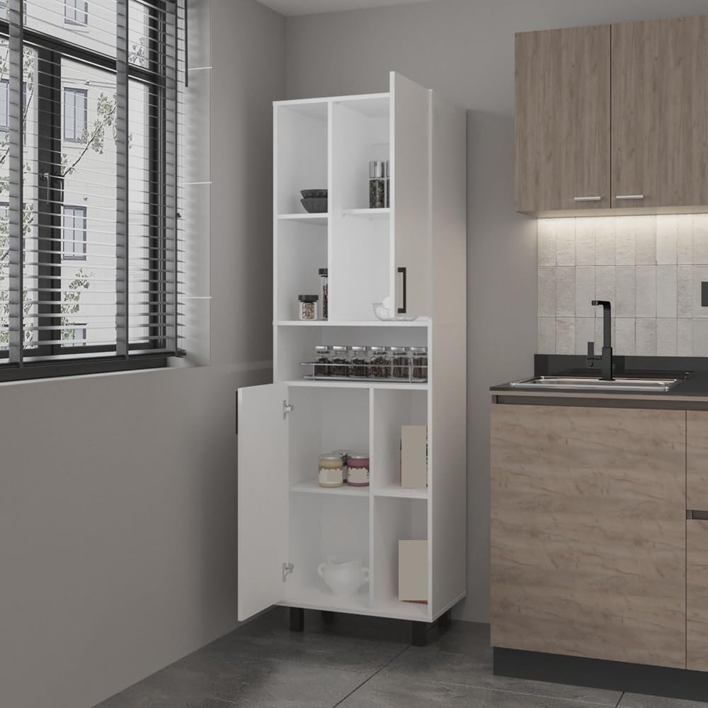 Tall Freestanding Pantry Cabinet, Storage Sideboard Locker for Living Room Ki...