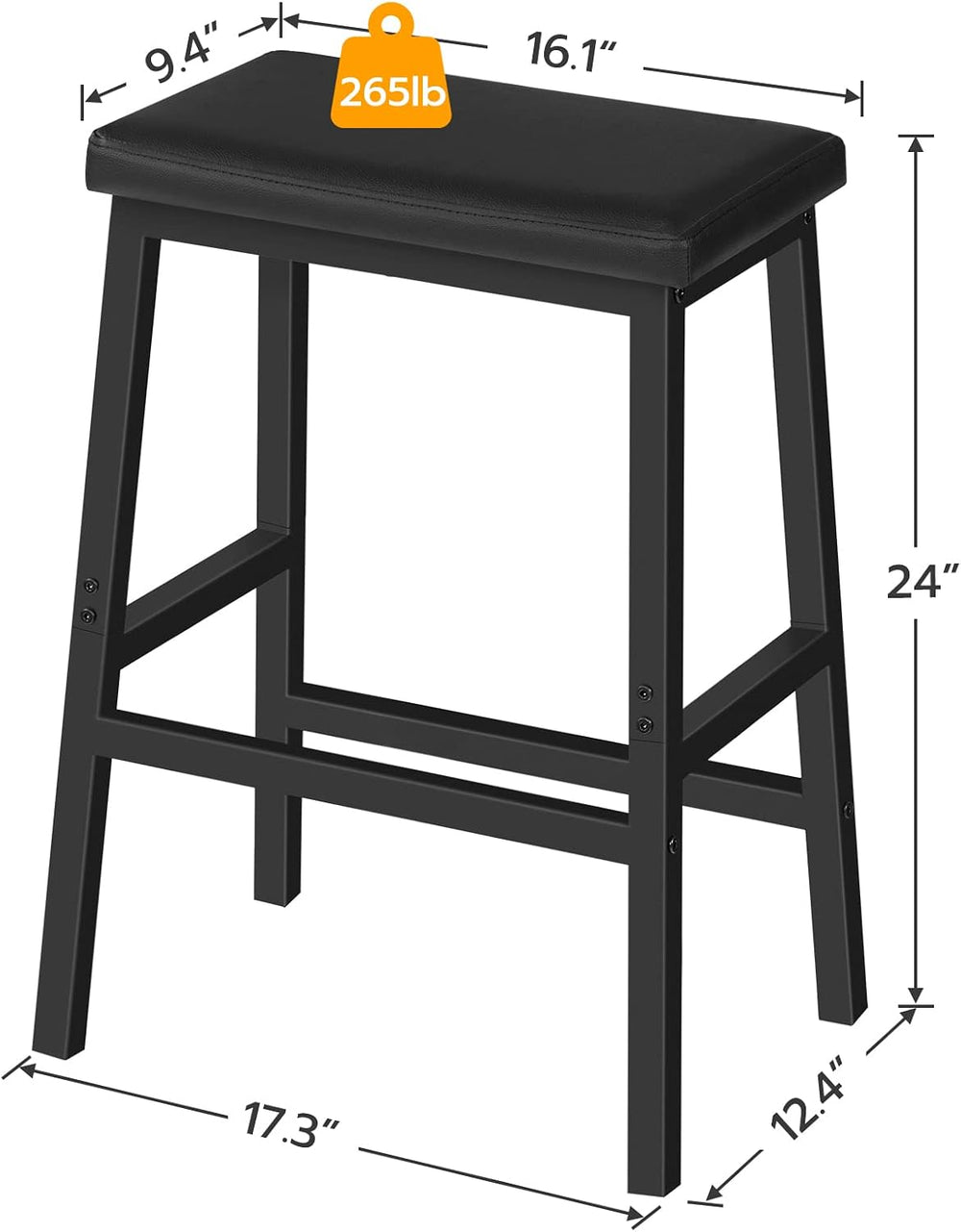 HOOBRO Bar Stools, Set of 2 Bar Chairs, Counter Height Bar Stools, 24 Inch Ba...