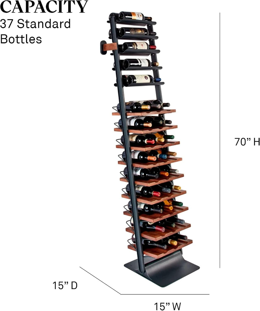 Wine Enthusiast Vino Galerie Leaning Ladder Wine Rack – 37-Bottle Wall Mounte...