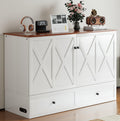 BALUS Full Size Murphy Bed, Murphy Cabinet Bed with USB Charging Station & Storage Drawers, Full Murphy Cabinet Beds for Living Rooom, Apartment, Home Office, Bedroom, No Mattress-White