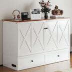 BALUS Full Size Murphy Bed, Murphy Cabinet Bed with USB Charging Station & Storage Drawers, Full Murphy Cabinet Beds for Living Rooom, Apartment, Home Office, Bedroom, No Mattress-White