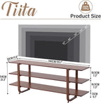 Tiita Wooden TV Stand for 65 Inch TV, Modern Media Console Table with 3-Tier Storage Shelves, Long Entertainment Center for Living Room, Walnut TV Stand with Open Display Rack