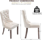 Kiztir Velvet Dining Chair Set of 2, Modern Kitchen Chairs with Nailhead Trim, 2 Pieces Upholstered Dining Room Chairs for Living Room, Bedroom (Beige)