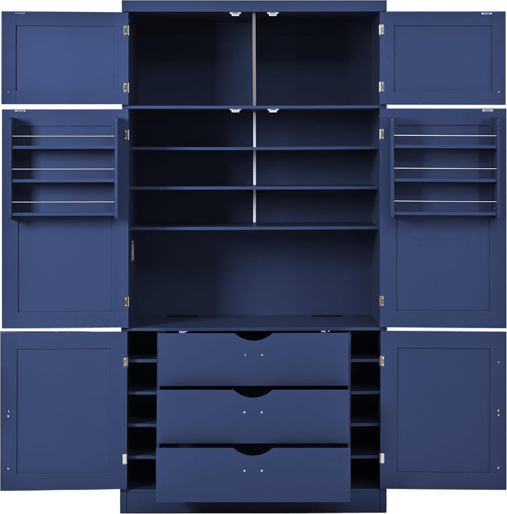 80.1'' Tall Freestanding Kitchen Pantry,Large Shake Style Storage Cab...
