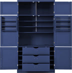 80.1'' Tall Freestanding Kitchen Pantry,Large Shake Style Storage Cabinet Cupboard with 2 Power Outlets,Adjustable Shelves and Door Shelves,for Dining Room (Blue/Power)