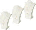 Coward 3Pcs Necklace Bust Stand Rack for Selling Show, Beige Velvet Necklace Jewelry Display Holder for Jewelry Exhibition or Store Shop Show (11" Hight)