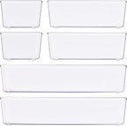 Simple Houseware Clear Desk Drawer Organizer, Assorted Sizes, 6 Packs | For Desk, Office, Bathroom, Makeup, and Craft Storage