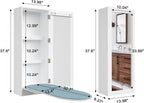 Wall Mount Ironing Board Cabinet, Built in Swivel Ironing Board Folding with Storage & Mirrored Door, White