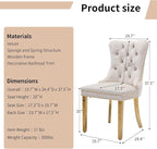 Luxury Upholstered Dining Chairs Set of 4, Beige Kitchen Chair with Golden Metal Legs, Velvet Tufted Back Dining Chair, Sillas de Comedor, Modern Kitchen & Dining Room Chairs (Beige, 4 Pcs)