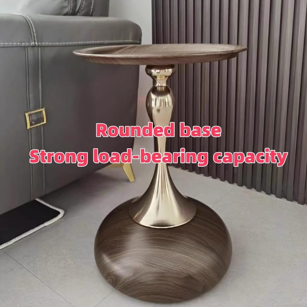 Metal Columns Table, Modern Round End Table, Small Dining Table, Simple Bedsi...