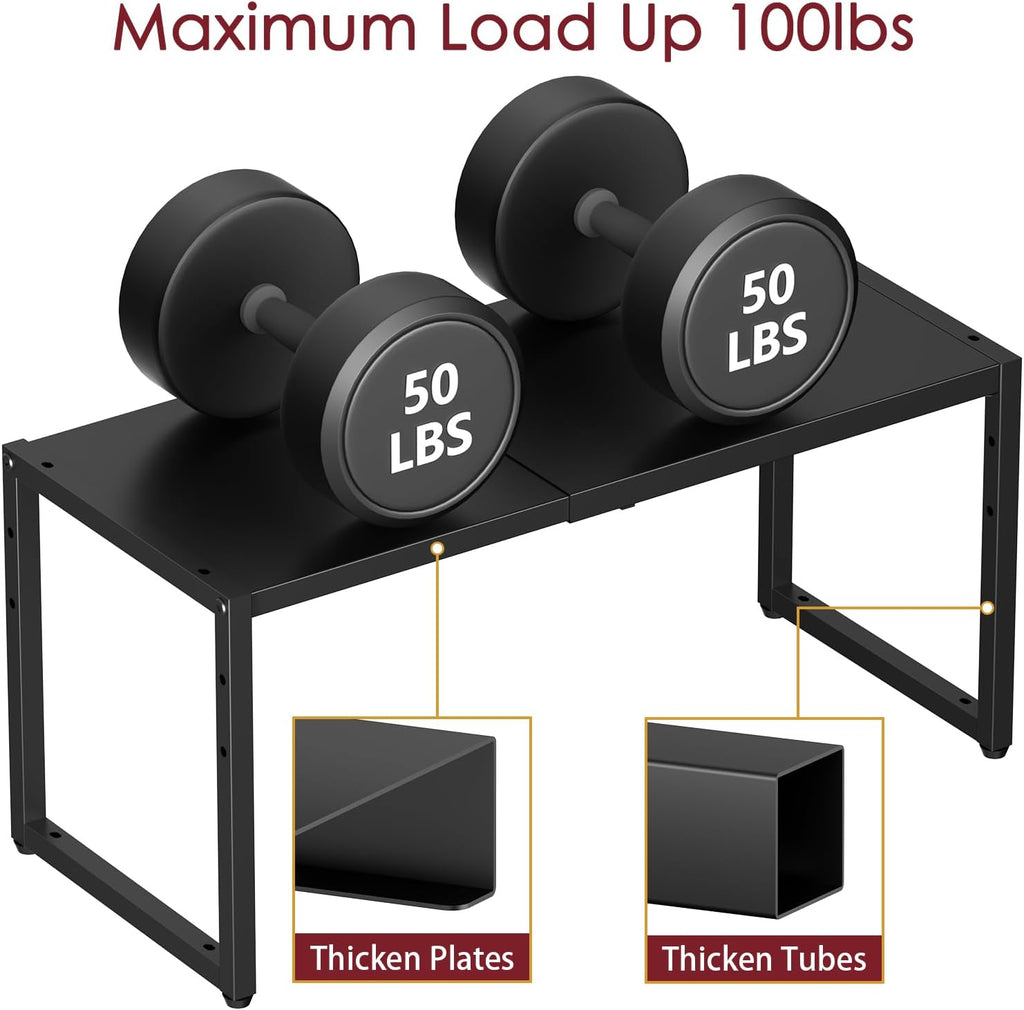 Expandable Kitchen Storage Shelves,110LBS Heavy Duty Metal Garage Shelving Units For Pot Pans Appliance,Adjustable Small Storage Shelf Rack Organizer For Kitchen Countertop Under Cabinet Garage Pantry