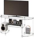 Eglaf Acrylic Modern TV Stand, 3-Tier Semi-Circular TV Console Table | Corner TV Stand, Entertainment Center with Open Shelves, TVs up to 50 Inch, 47.2'' L x 13.4'' W x 22.4'' H, Clear