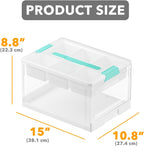 SpaceAid Craft Organizers and Storage - 24 QT Plastic Box Art Supply Storage Organizer Bin with Lid, Removable Trays and Dividers, Clear Container for Art and Craft Supplies,1 Pack