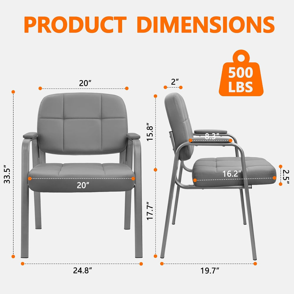 CLATINA Big & Tall 500 lbs Waiting Room Guest Chair, Leather Office Recep...