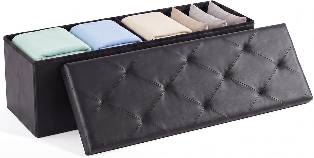 DUMOS 43 Inch Folding Ottoman with Storage Bench, Foot Rest Stool Ottoman | U...