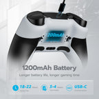 ISHAKO Wireless PC Controller – Gaming Controller with Hall Effect Joysticks, 3-Stage Hall Triggers, 1200mAh Battery, 1000Hz Polling, 4 Back Buttons, RGB Lighting, 1200mAh Battery – Works with Windows, Mac, Steam, Luna, Tesla, iOS, Android, Switch- White