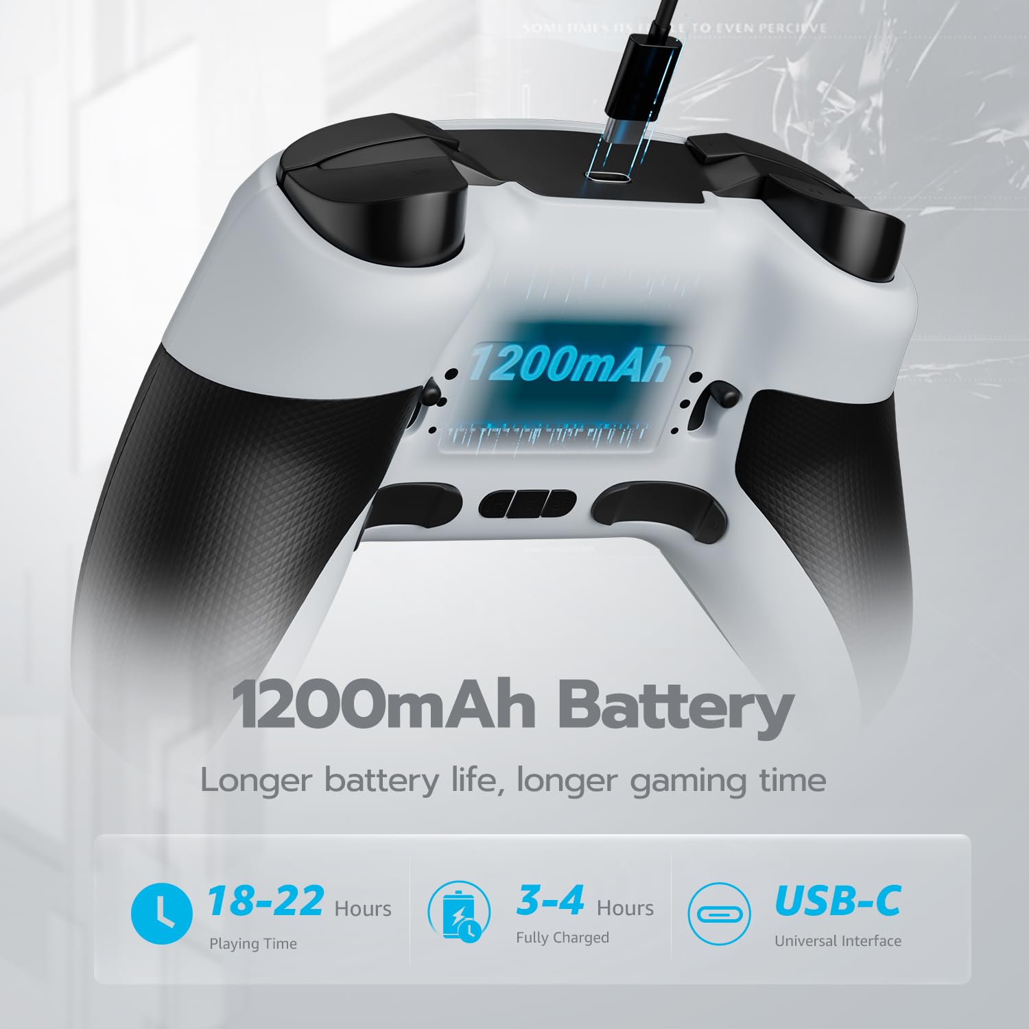 ISHAKO Wireless PC Controller – Gaming Controller with Hall Effect Joysticks, 3-Stage Hall Triggers, 1200mAh Battery, 1000Hz Polling, 4 Back Buttons, RGB Lighting, 1200mAh Battery – Works with Windows, Mac, Steam, Luna, Tesla, iOS, Android, Switch- White