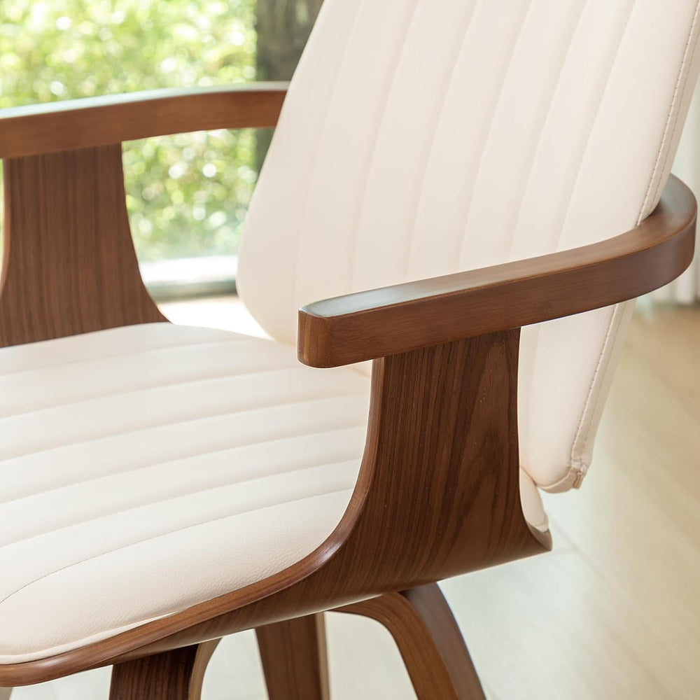Mid Century Modern Dining Chairs, Swivel Dining Chairs with Arms Walnut | Nat...