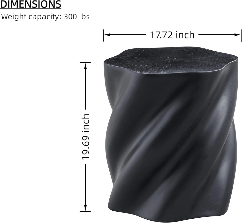 Modern Sculptural Fiberglass End Table, Organic Twisted Accent Stand, Contemp...