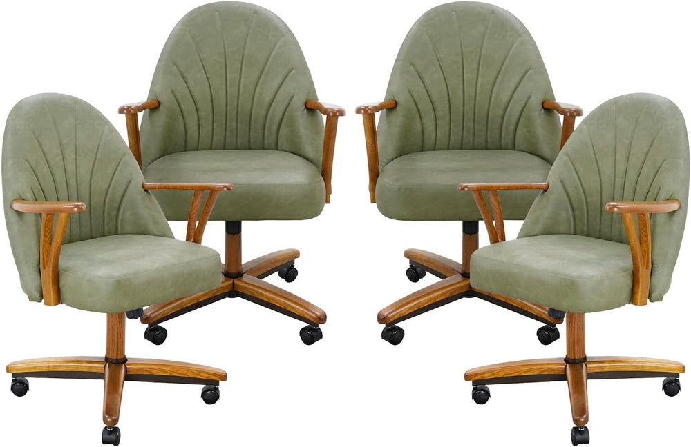 Chromcraft Bailey PU Leather Swivel-Tilt Caster Chair -Chestnut-Pine-4pc | Pe...