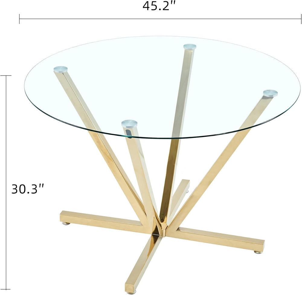 HomVent Round Dining Table, 45.2" Glass Dining Room Table for 4-6, Glass...