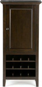 SIMPLIHOME Amherst 12-Bottle SOLID WOOD 24 Inch Wide Transitional High Storage Wine Rack Cabinet in Hickory Brown, For the Living Room, Dining Room and Kitchen