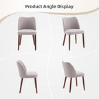 Dining Chair Set of 6, Linen Upholstered Dining Chair with Wood Legs, Wing Backrest, Wooden Kitchen Chair, Kitchen Chairs with Thick Cushions for Dining Room, Living Room, Light Grey
