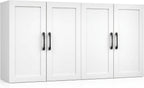 Wall Cabinet with Adjustable Shelves, Laundry Room Cabinet with 4 Doors, Kitchen Storage Cupboard Cabinet, Wall Mount Medicine Cabinet for Bathroom, Living Room, White