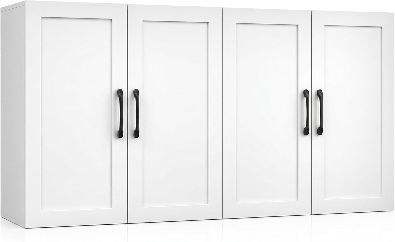 Wall Cabinet with Adjustable Shelves, Laundry Room Cabinet with 4 Doors, Kitchen Storage Cupboard Cabinet, Wall Mount Medicine Cabinet for Bathroom, Living Room, White