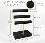 Flexzion 3 Tier Bracelet Holder Display Stand - Black Velvet Bracelet Holder Organizer with Detachable T Bar - Jewelry Display Stand for Bracelets, Bangles, Necklace, Watches, Rings