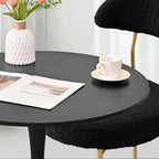 3-Pieces 31.5" Round Dining Table Set for 2, Black Dining Table & Boucle Upholstered Dining Chairs Set of 2 for Kitchen Dining Room Apartment Small Space(Black Gold Leg Chairs)