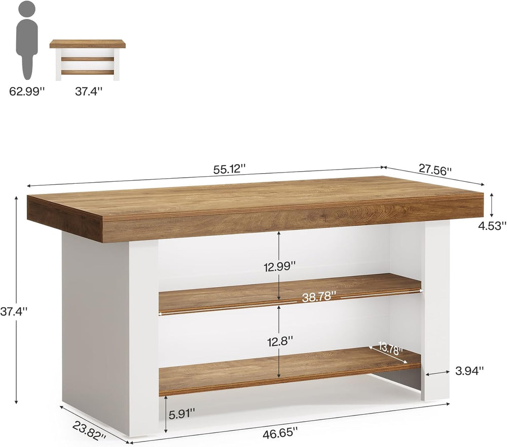 Tribesigns 55-Inch Kitchen Island with Storage, Farmhouse Center Island Table...