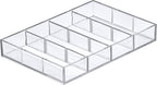 Amazing Abby - Soleil - Acrylic 4-Compartment Sunglass Organizer, Plastic Eyeglass Display Case, Transparent Jewelry Storage Tray, Clear Beauty Supply Holder, Great for Bedroom and Bathroom