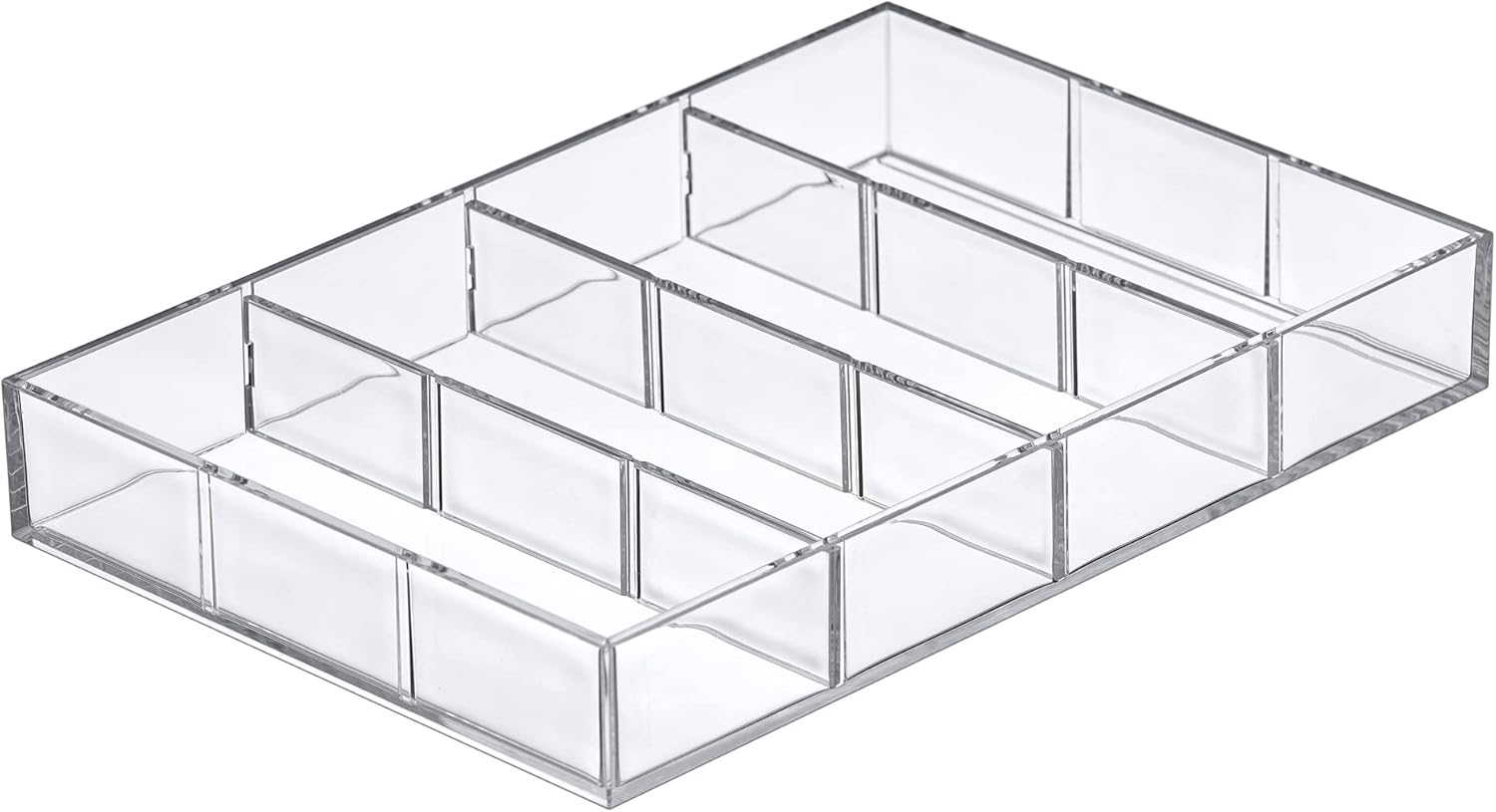 Amazing Abby - Soleil - Acrylic 4-Compartment Sunglass Organizer, Plastic Eyeglass Display Case, Transparent Jewelry Storage Tray, Clear Beauty Supply Holder, Great for Bedroom and Bathroom