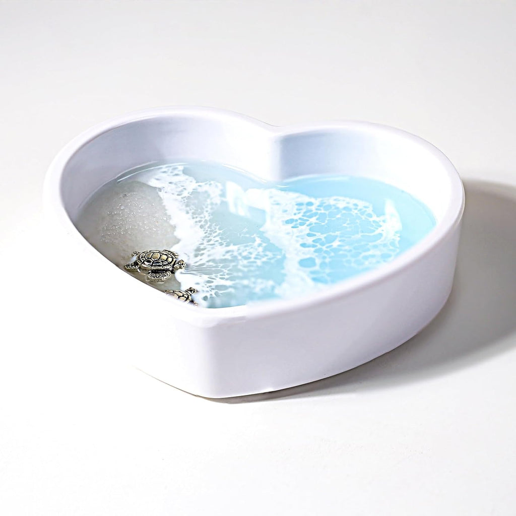 Handmade Resin Ring Dish, Beach Themed Trinket Dish with Couple Sea Turtles | Jewelry Holder for Rings Earrings, Engagement Gifts for Couples & Beach Themed Gifts for Women, Unique Coastal Beachy Decor