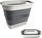 SAMMART 40L (10.5 Gallon) Collapsible Plastic Laundry Basket - Foldable Pop Up Storage Container/Organizer - Portable Laundry Hamper - Space Saving (1, Grey/Steel Grey)