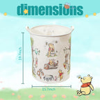 Oval Cute Bear Nursery Storage Basket With A Waterproof PE Coating, Foldable Large Canvas Laundry Hamper, Barrel Shaped Decorative Storage Baskets Suitable For Bathroom and Bedroom (White)
