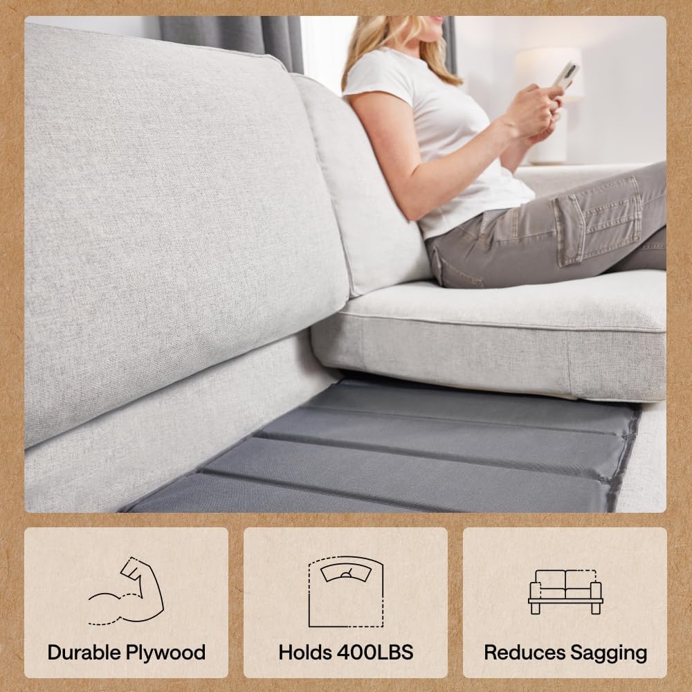 GORILLA GRIP Heavy Duty Couch Cushion Support Board to Fix Sagging Sofas, 24 x 54 Wide Loveseat Slip Resistant Thick Boards Add Strong Seat Supports, Replacement Stuffing Firmer Couches, Grey