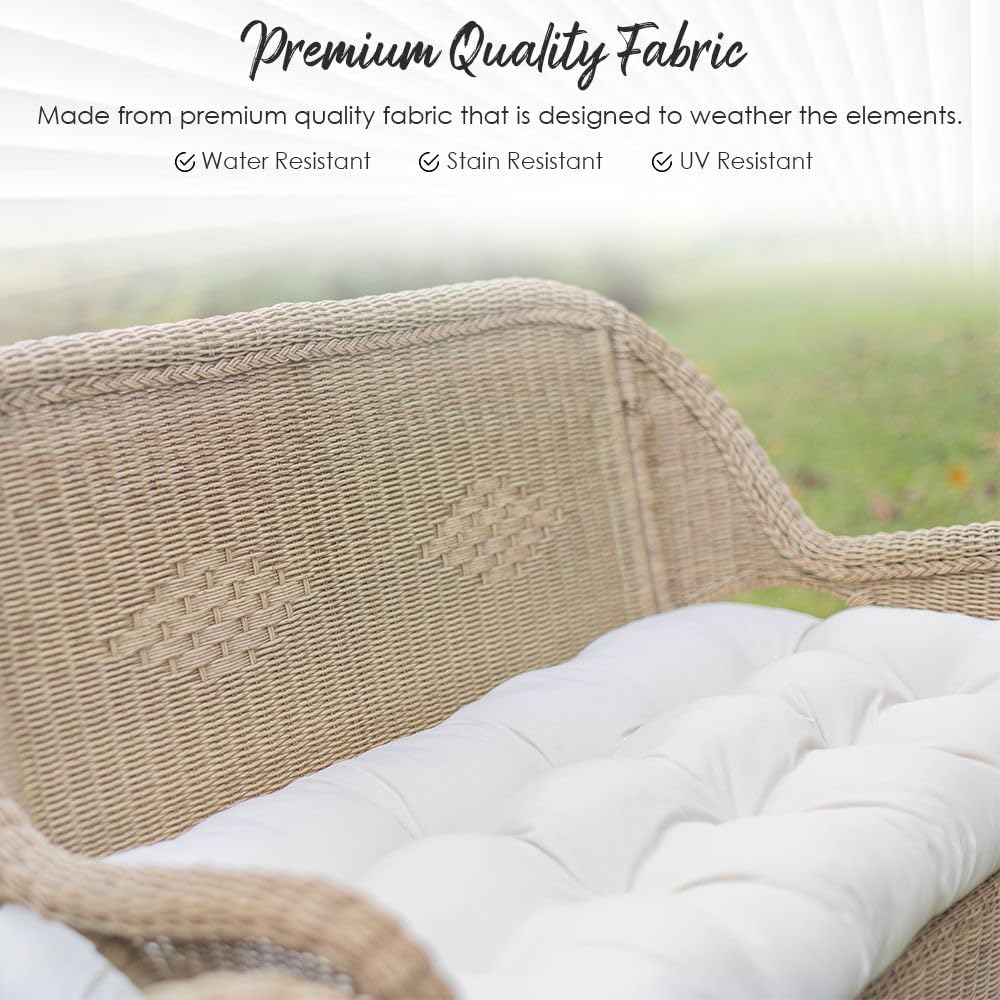 RSH DECOR: Tufted Wicker Loveseat Cushion | 41" x 19" | All-Weather...
