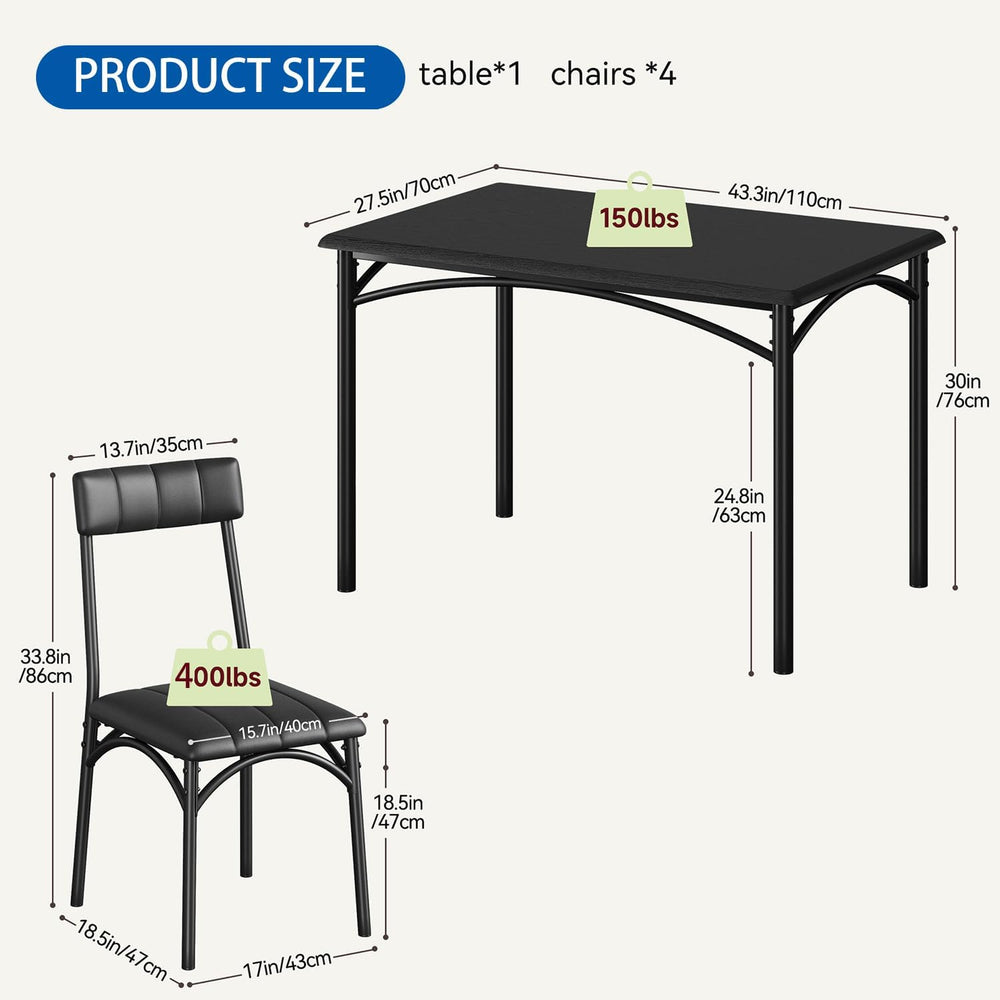 IDEALHOUSE Dining Table Set for 4, Kitchen Table and Chairs for 4 with Uphols...
