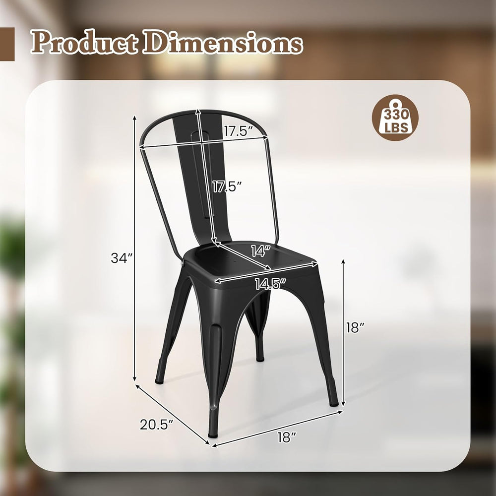 Giantex Metal Dining Chairs Set of 4, Farmhouse Kitchen Chairs with Removable...