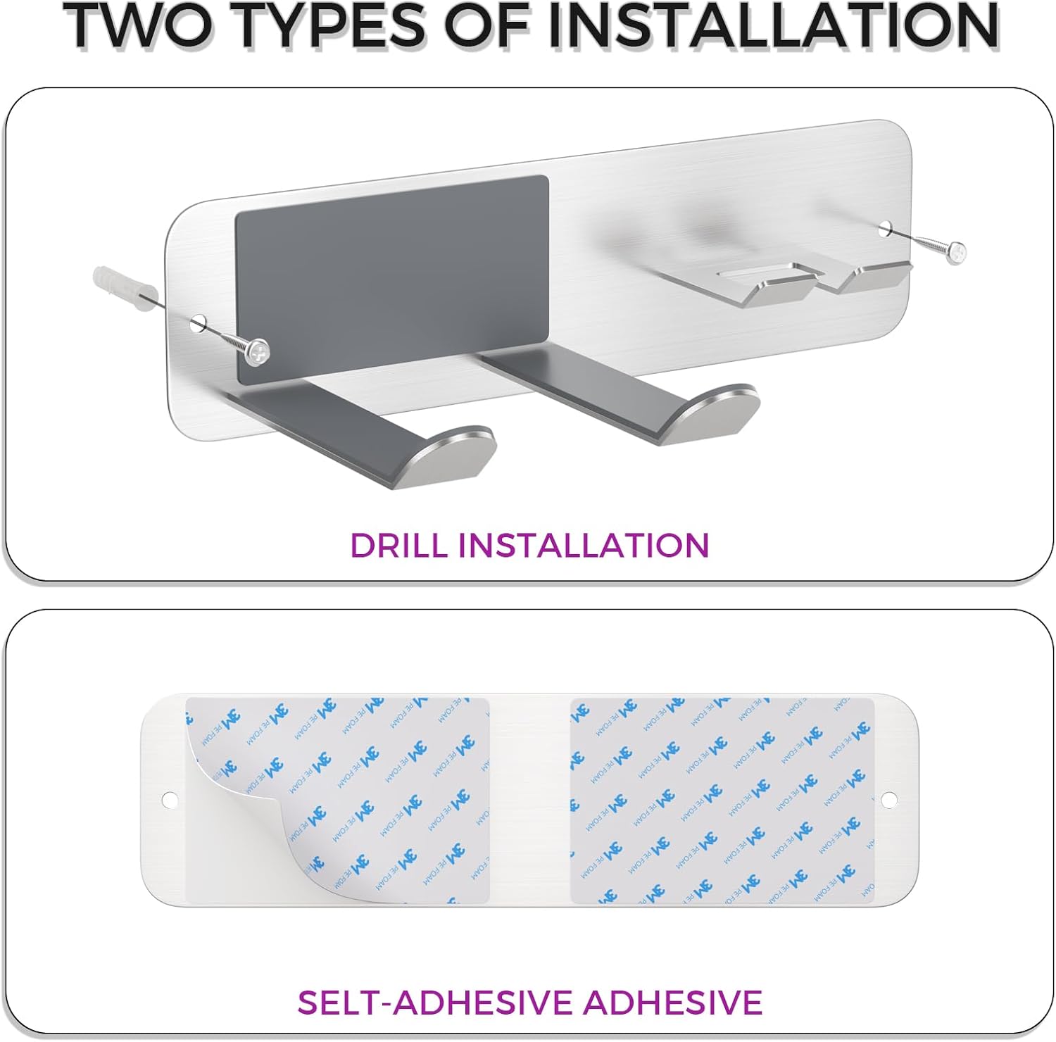 Hair Dryer Holder Wall Mounted, New Upgrade Stainless Steel Self Adhesive Blow Dryer Holder Rack for Dyson Supersonic Hair Dryer,Silver