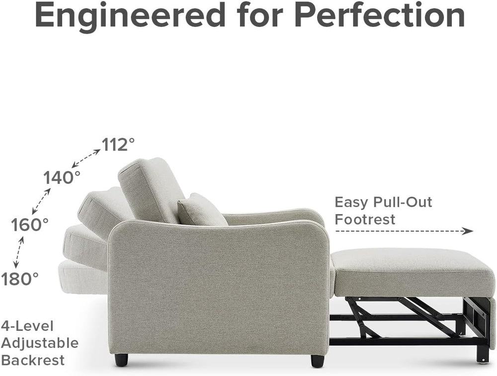 mopio Sophie Sleeper Chair, Sofa Bed, Accent Chair (Light Gray Fabric)
