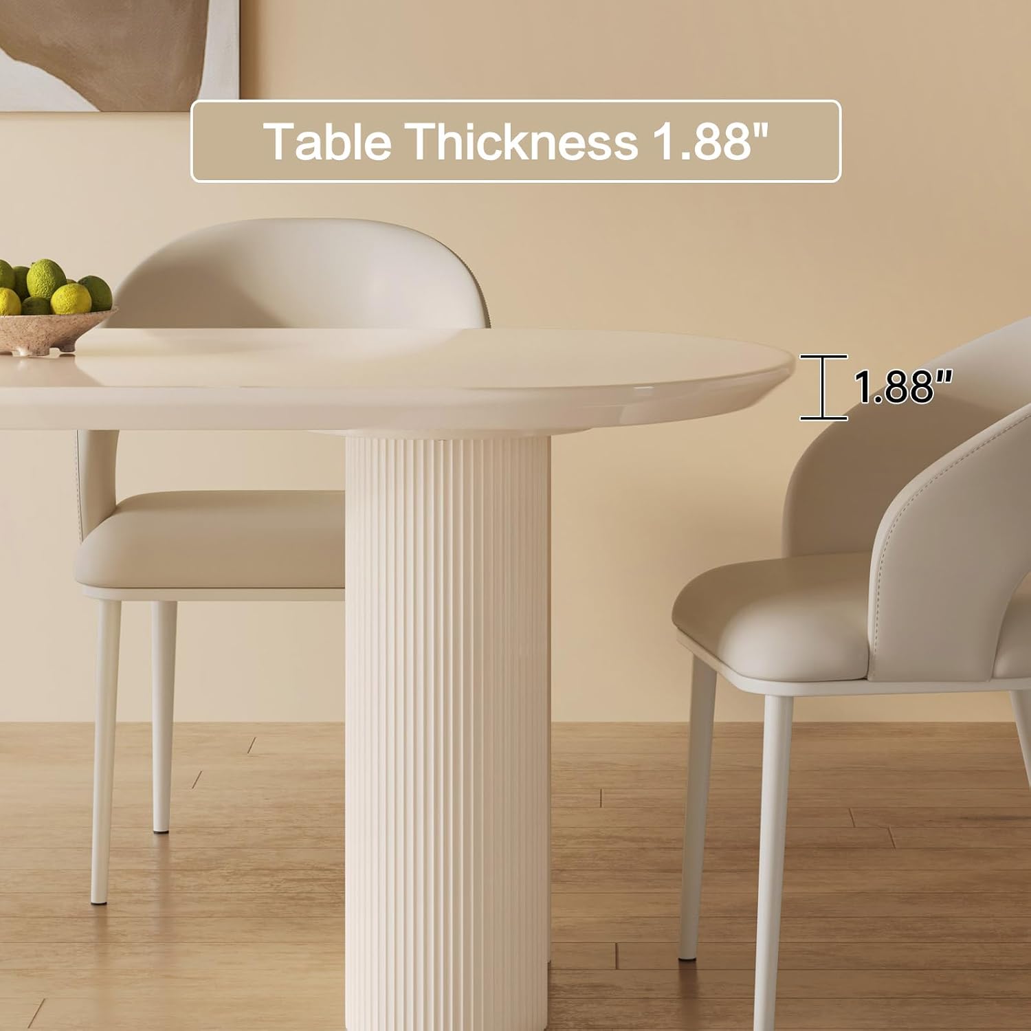 Dining Table Set for 6, Modern Cream White Kitchen Table with 6 Chairs, Dining Room Table Set for Kitchen, Dining Room, Home & Office