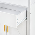 VECELO 3 Tier Freestanding Microwave Stand with Charging Station, Farmhouse Coffee Bar Cabinet with Drawer & Open Storage Shelves, Kitchen Counter Rack Compatible with 1.0 Cu.Ft Microwave Oven, White
