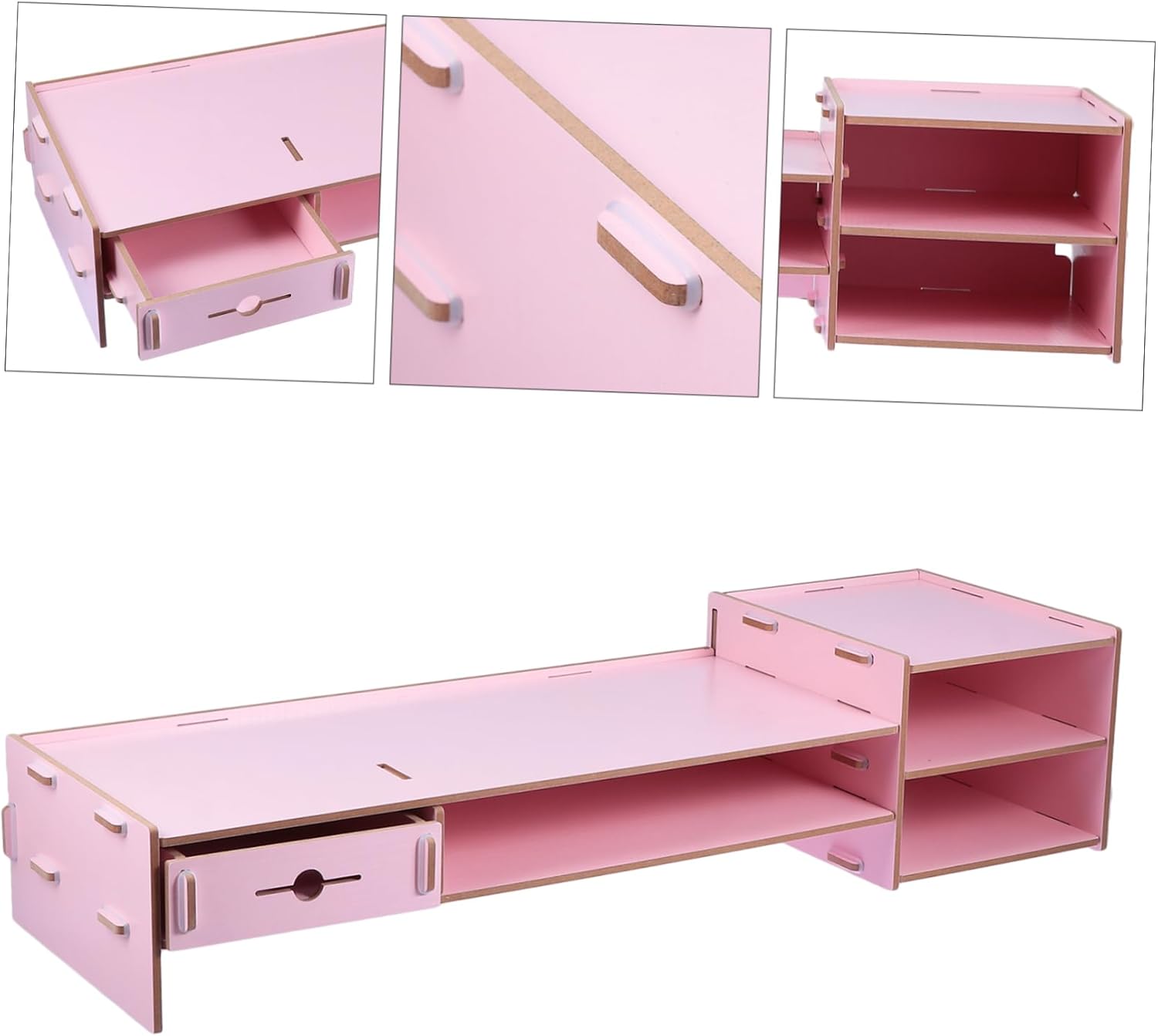 Angoily Creative Pink Monitor Riser Stand with Drawer Multifunctional Desktop Organizer for Office Desk Storage and Computer Display Elevation