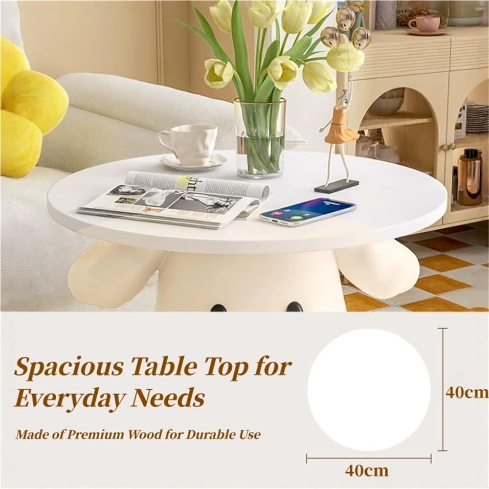 Modern Cute Puppy Side Table with Tray, Resin Dog Sculpture Accent End Table,...