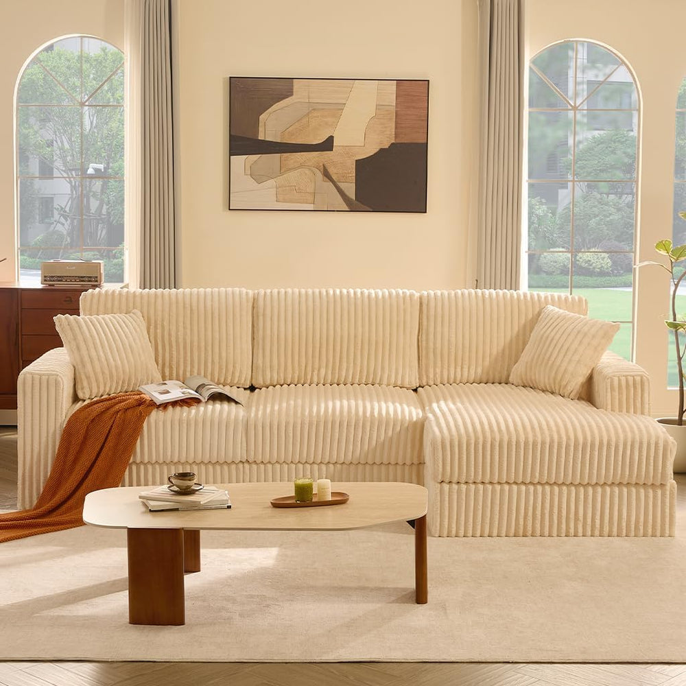 GOSUHI 113" L-Shaped Cloud Couch, Modular Sectional, Deep Seats, White |...