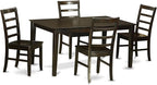 East West Furniture CAPF5-CAP-W 5 Piece Dining Room Table Set Includes a Rectangle Kitchen Table and 4 Dining Chairs, 36x60 Inch, Cappuccino
